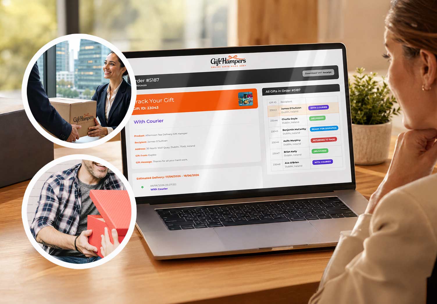 realtime tracking corporate gift hamper delivery in Netherlands